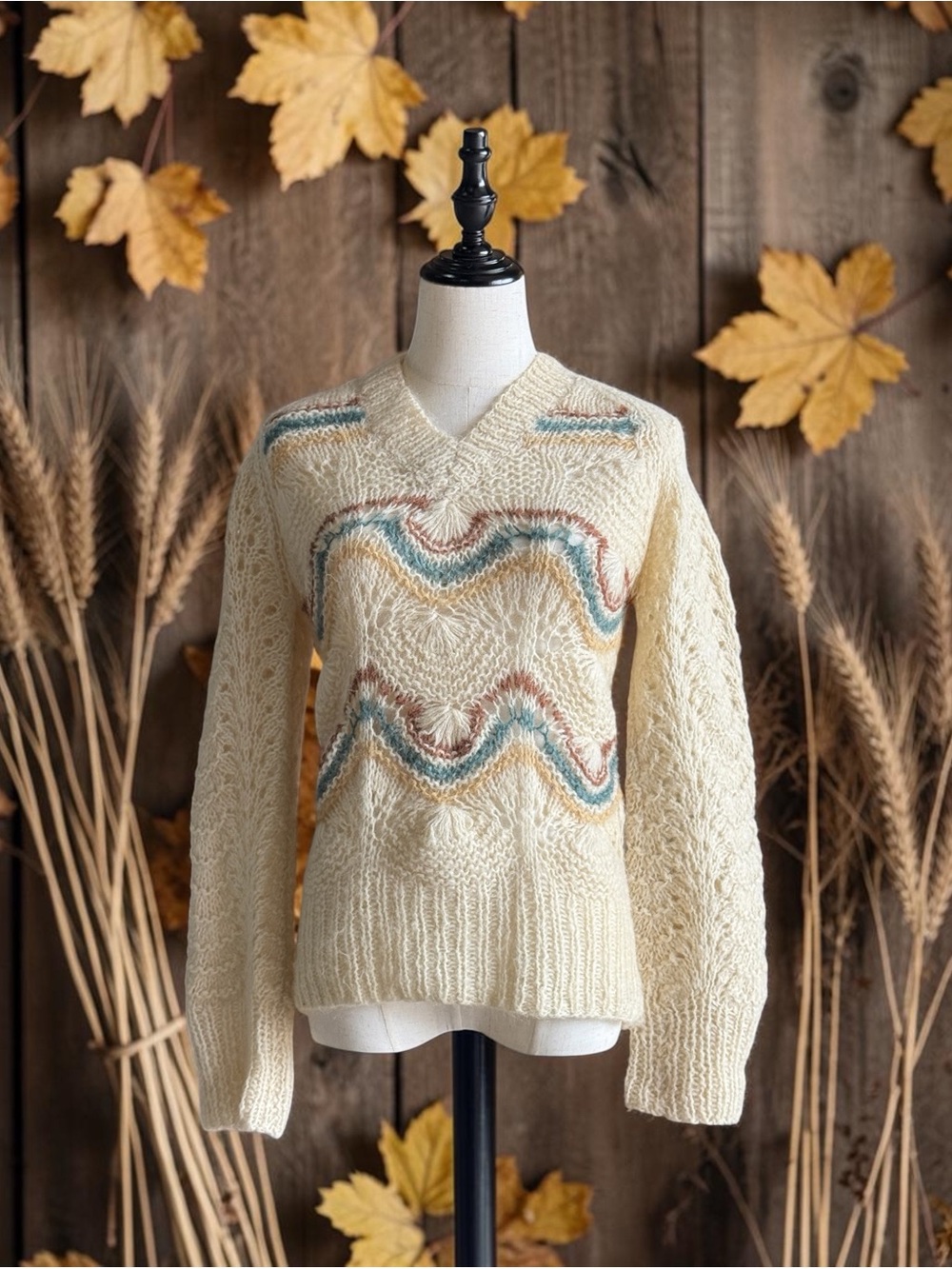 Vintage Ann Taylor Hand Knit in Italy Wool Blend Sweater Small